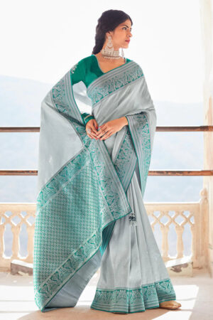 Kimora Pista Green And Pink Pure Silk Saree With Zari Brocade Work -  FashionBzar